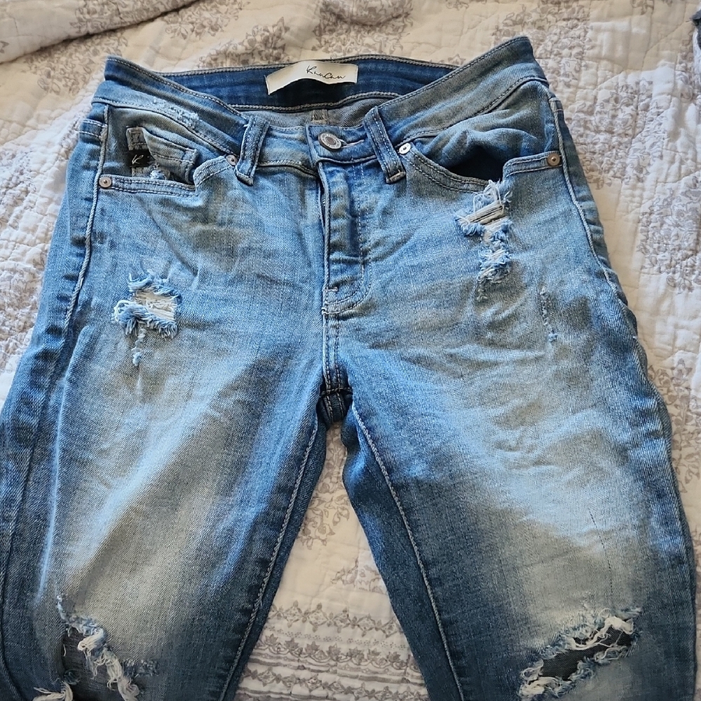 Kancan Women's Blue Distressed Jeans